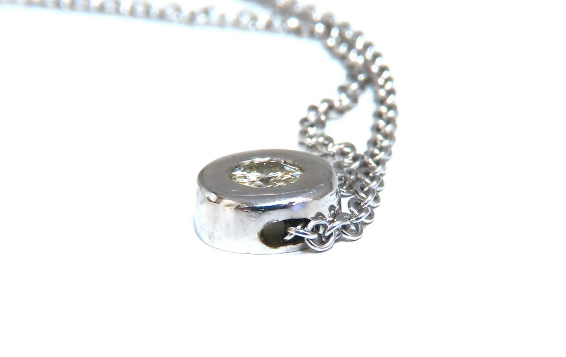 .35ct natural round brilliant diamond solitaire necklace 15.75 inch 14k ** - 3