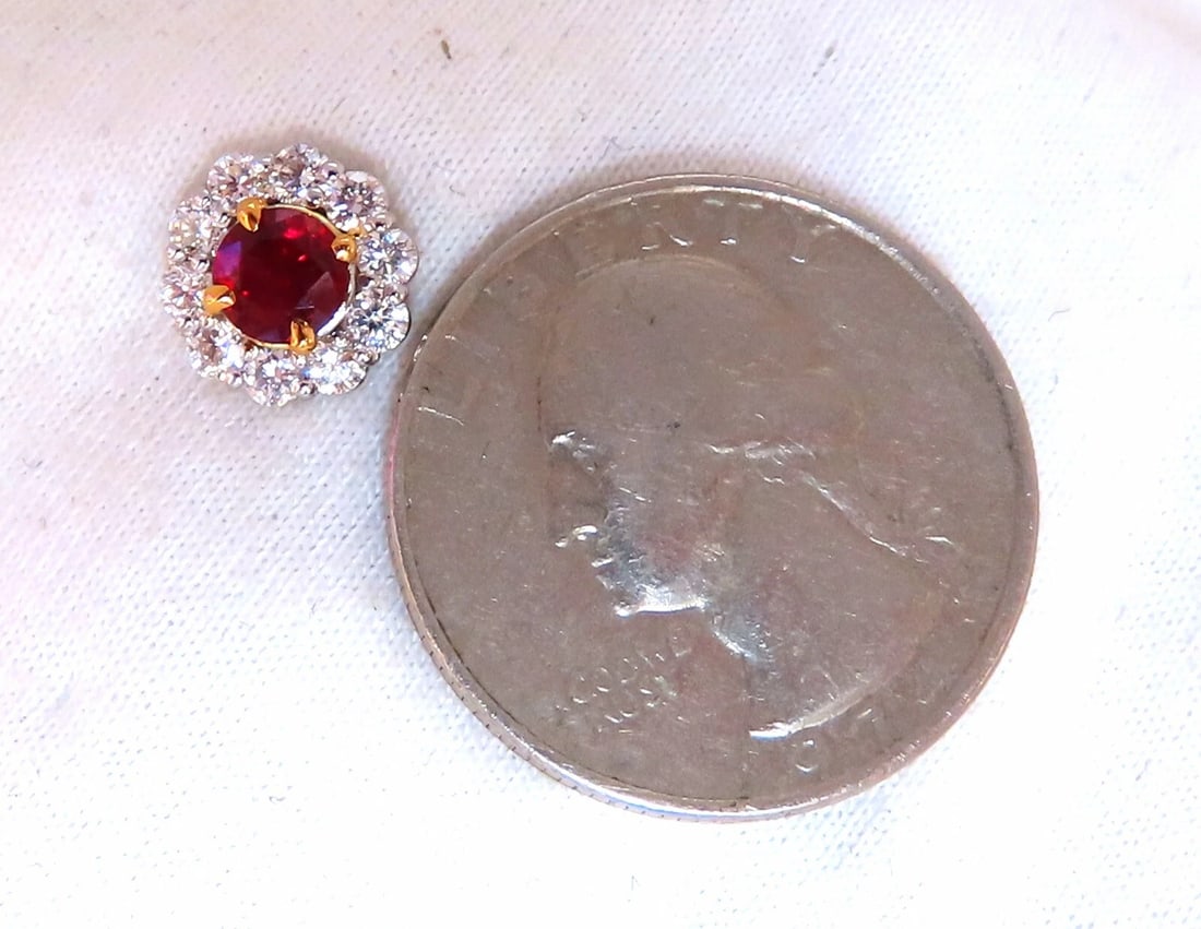 2.20ct Natural Ruby Diamond Cluster Stud earrings 14kt** - 3