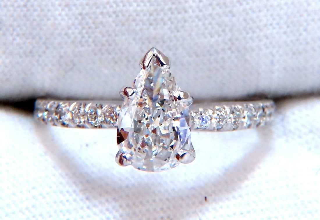 GIA Certified .54ct Natural Pear Shaped Diamond Ring 14kt** - 9