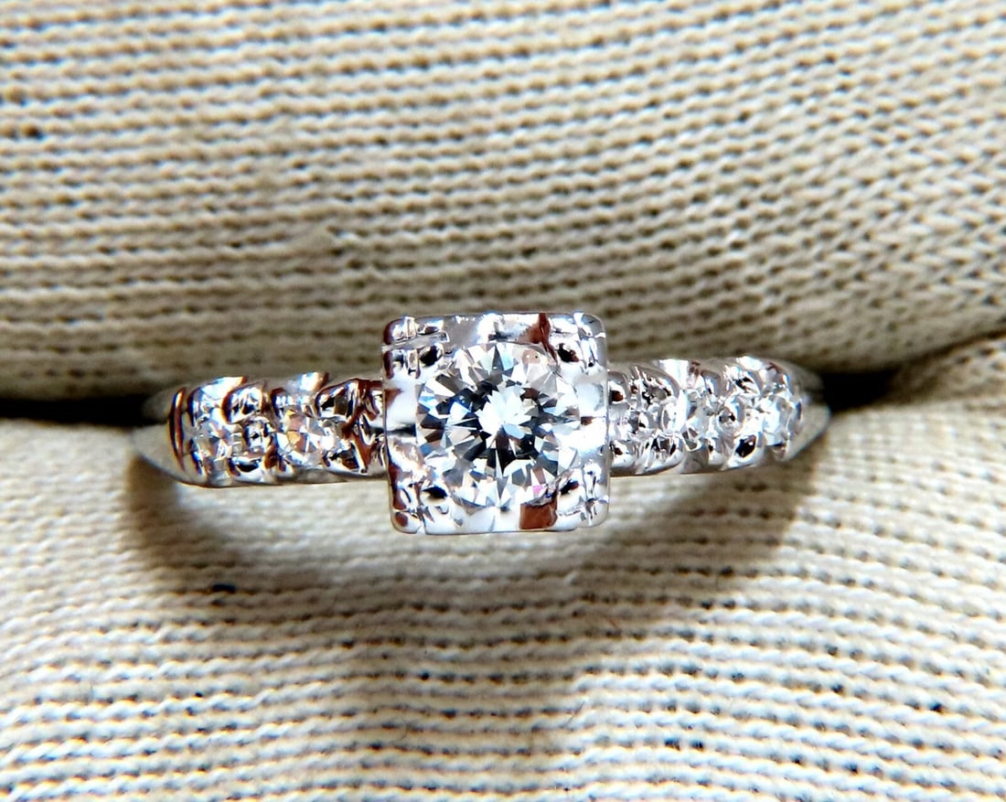 .46ct Natural Round Cut Diamond Ring Vintage 14kt** - 4