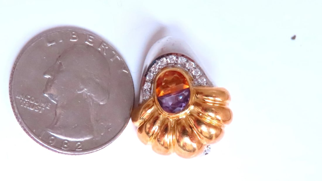 Citrine Amethyst Clip Earrings 18kt 12530** - 5