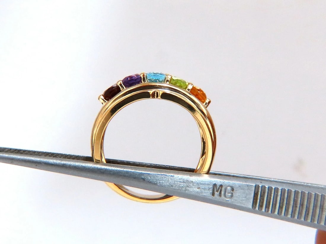 Natural amethyst topaz peridot garnet citrine mother's ring 14 karat** - 5