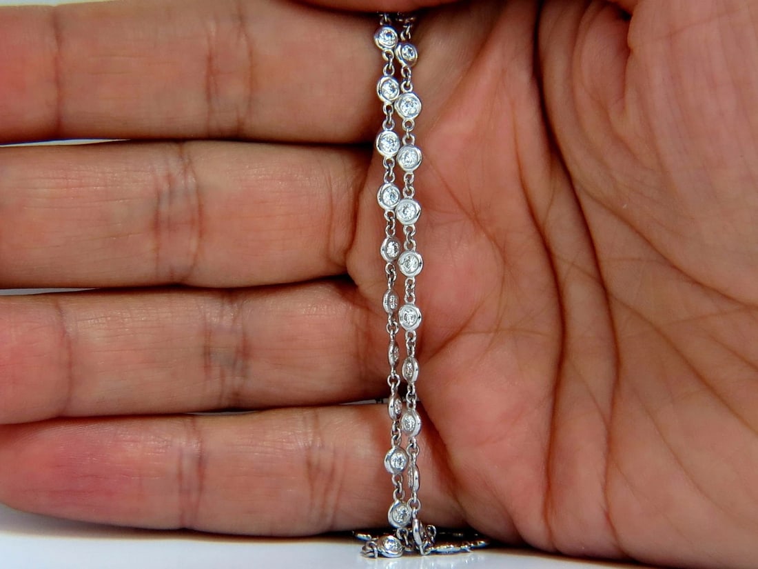 5.55ct diamonds eternity station by yard double wrap necklace 14kt +** - 6