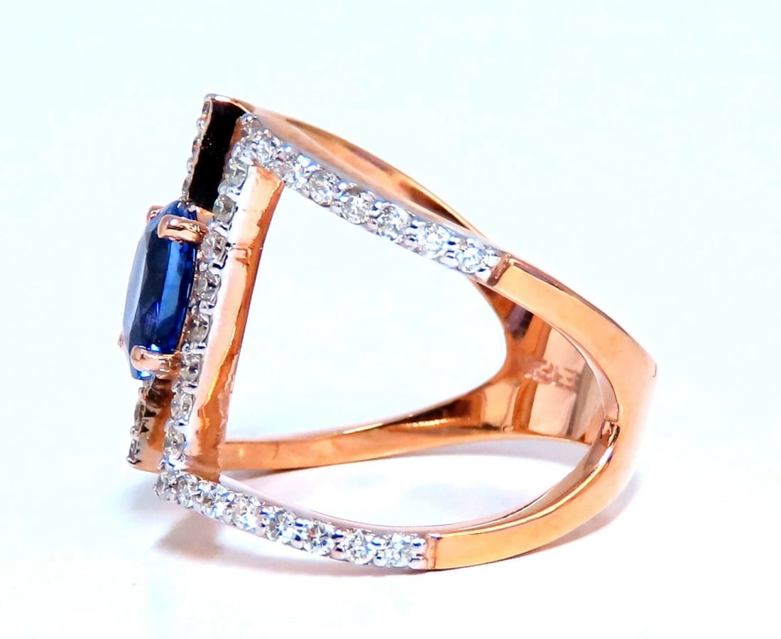 1.30ct Natural Tanzanite Diamond ring Wide shoulder Mod** - 2