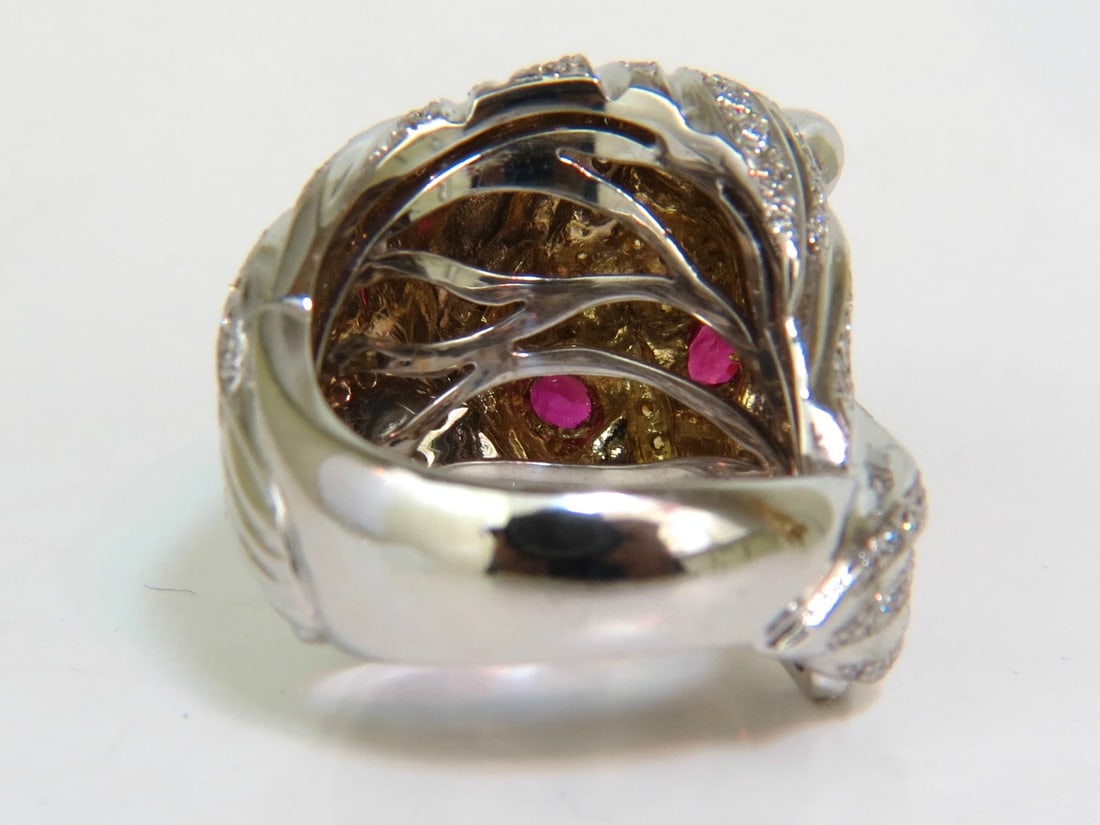 18KT ITALY UNISEX HUGE 3.40CT NATURAL DIAMONDS RUBY LION RING *v - 10