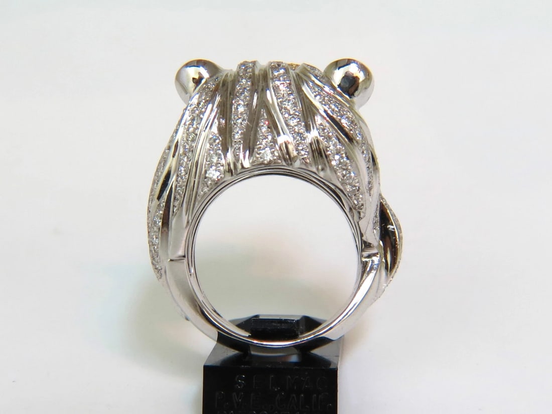 18KT ITALY UNISEX HUGE 3.40CT NATURAL DIAMONDS RUBY LION RING *v - 7