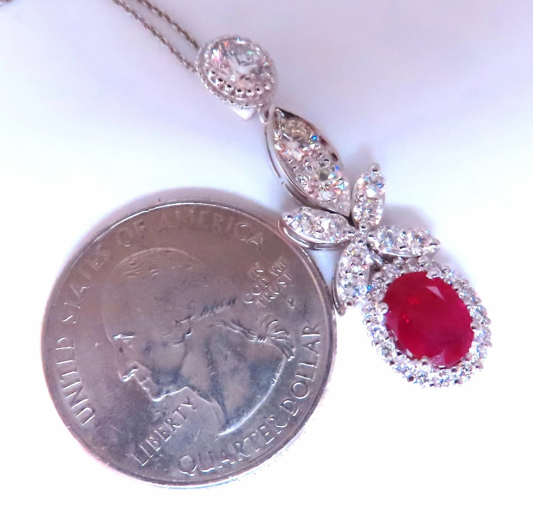 GIA Certified 1.48ct Natural Ruby Diamond Necklace 14kt Gold 47711 ** - 3