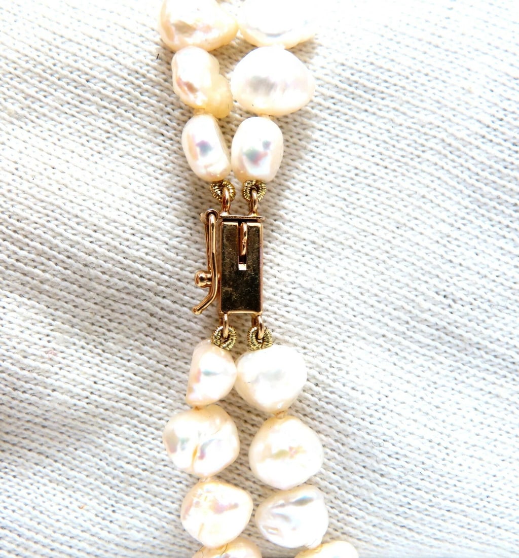 Mabe Pearl Fresh Water Double Stranded Bead Necklace 14kt 16 inch** - 4