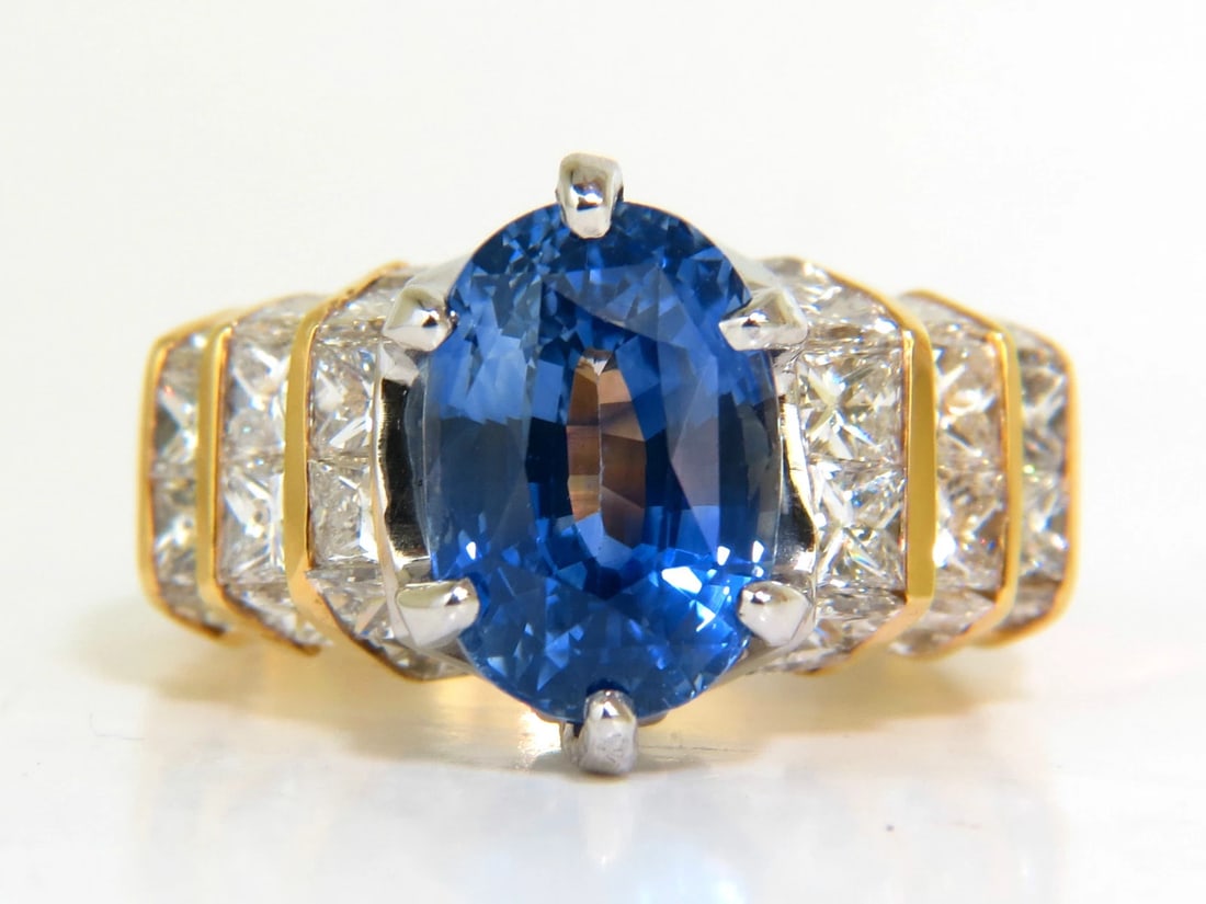 GIA 8.89CT NATURAL FINE SAPPHIRE DIAMOND RING CORNFLOWER CLASSIC 14KT *v - 3