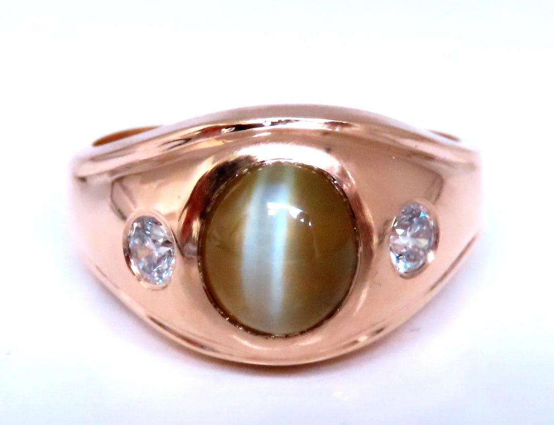 GIA Certified 3.15ct Natural Cats Eye Ring 14kt Gold 12415** - 8
