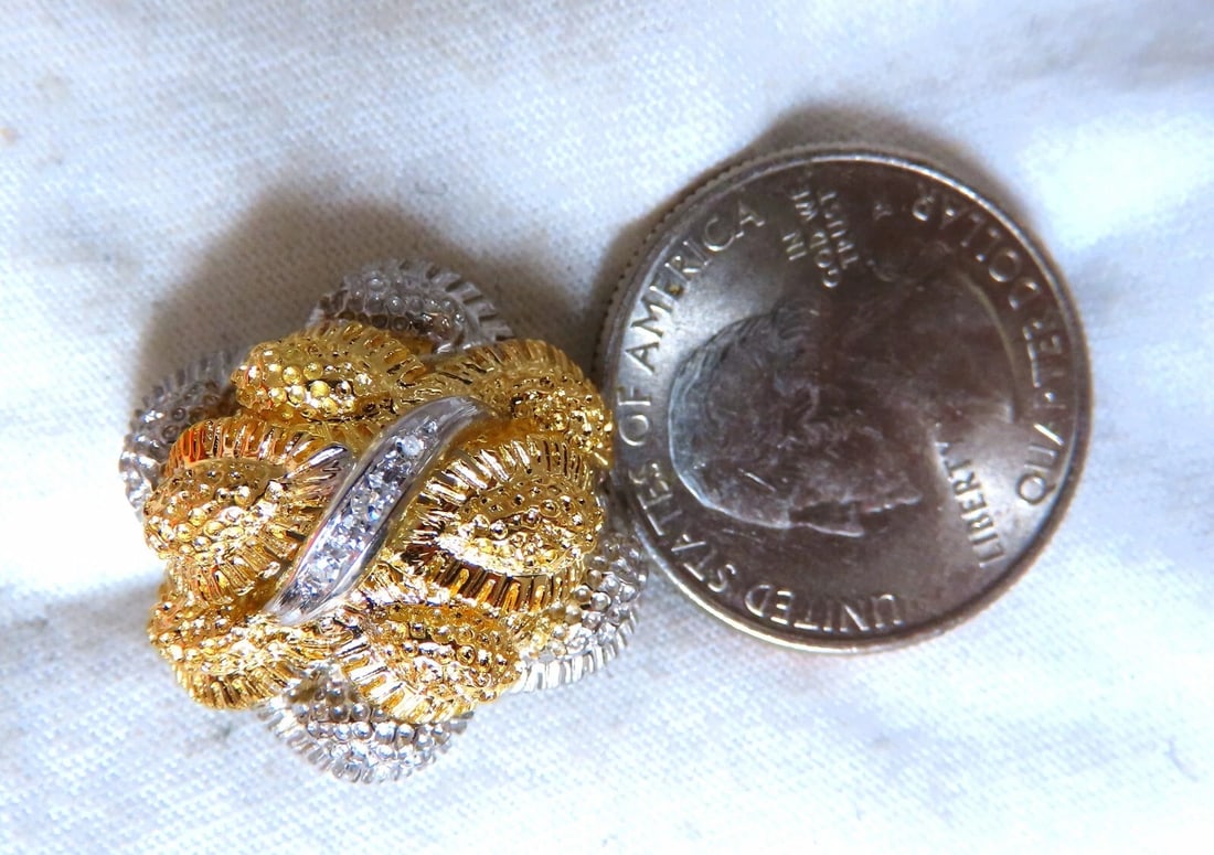 Fern Floral Puff Cluster Diamond Clip Earrings 14kt** - 5