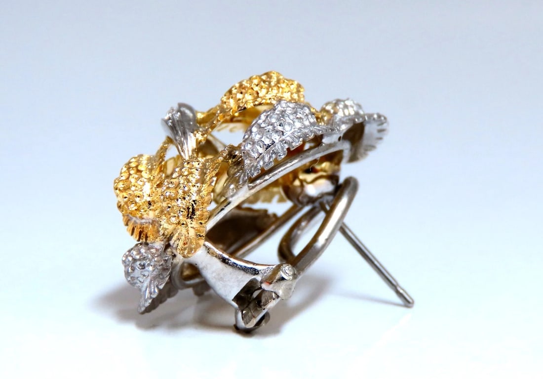 Fern Floral Puff Cluster Diamond Clip Earrings 14kt** - 6