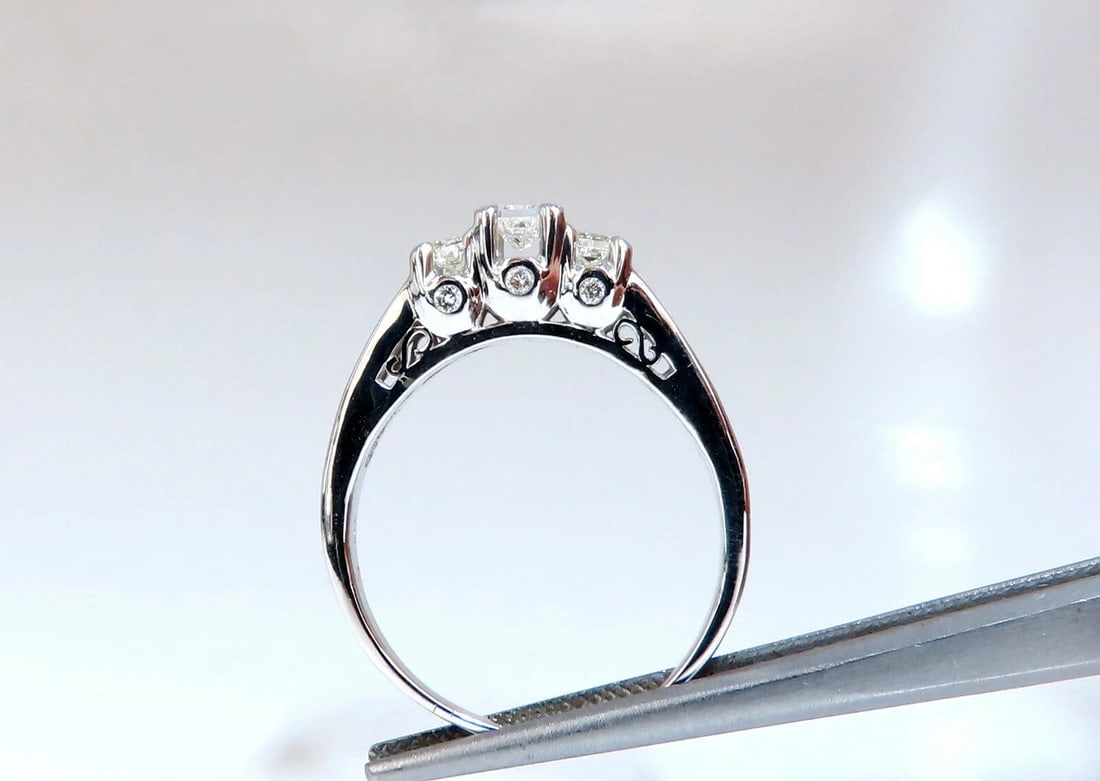 1.30ct Natural Princess Cut Diamonds Ring 14 Karat Classic Three Sz. 11.5** - 4