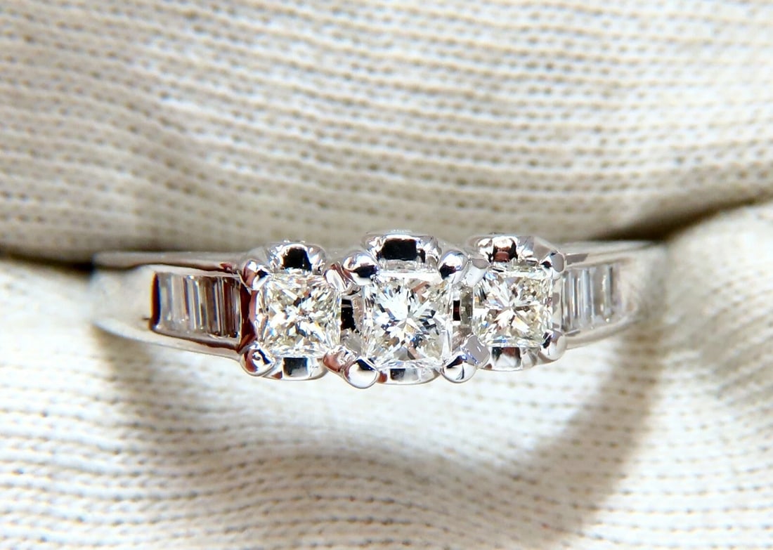 1.30ct Natural Princess Cut Diamonds Ring 14 Karat Classic Three Sz. 11.5** - 5