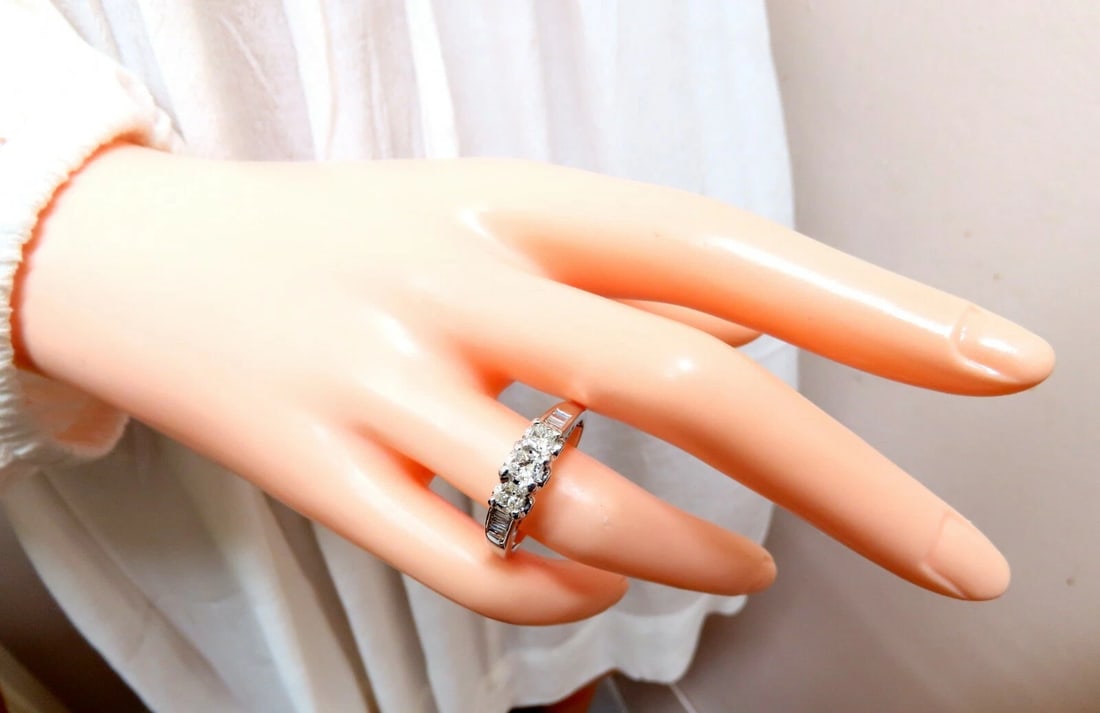 1.30ct Natural Princess Cut Diamonds Ring 14 Karat Classic Three Sz. 11.5** - 6