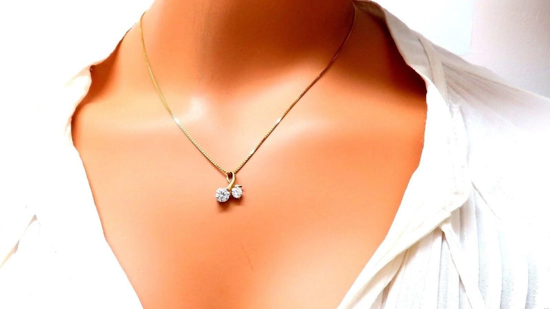 2.15ct round cz twin necklace 14kt 11894** - 5
