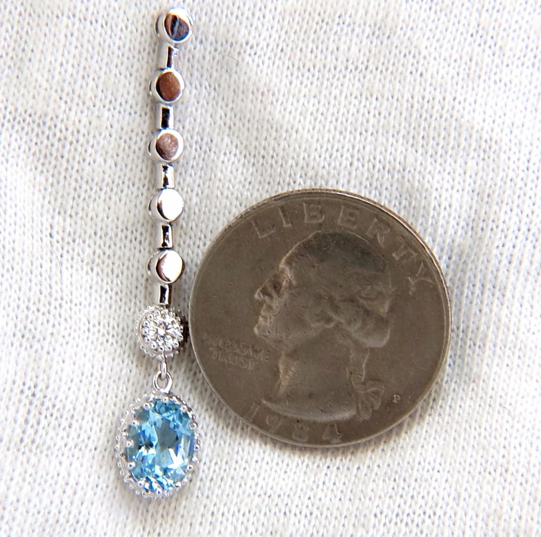 2.60ct natural aquamarines diamonds dangle earrings 14kt** - 3