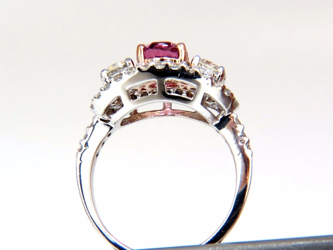 GIA Certified 2.97ct natural no heat vivid pink sapphire ring three stone wrap** - 3