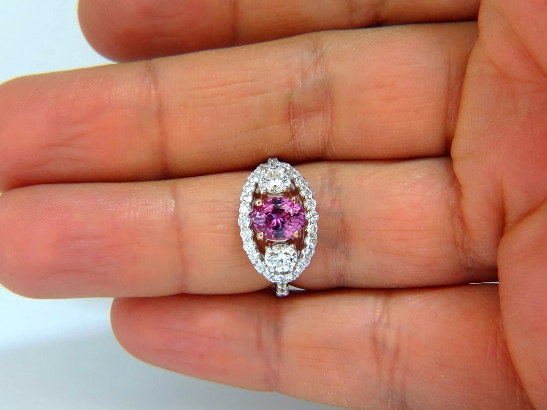 GIA Certified 2.97ct natural no heat vivid pink sapphire ring three stone wrap** - 5
