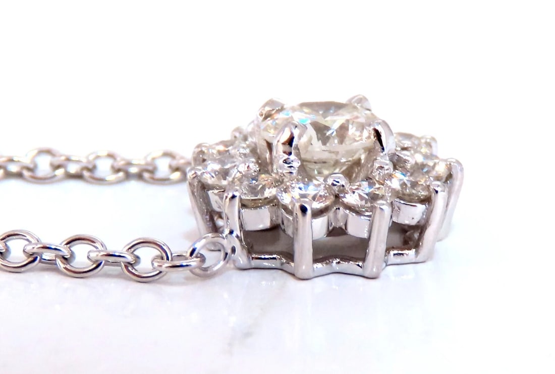 1.40ct natural diamonds halo cluster necklace 14kt** - 3