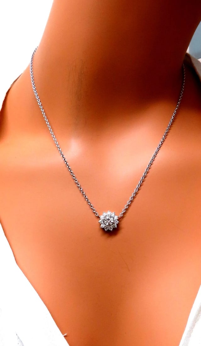 1.40ct natural diamonds halo cluster necklace 14kt** - 5