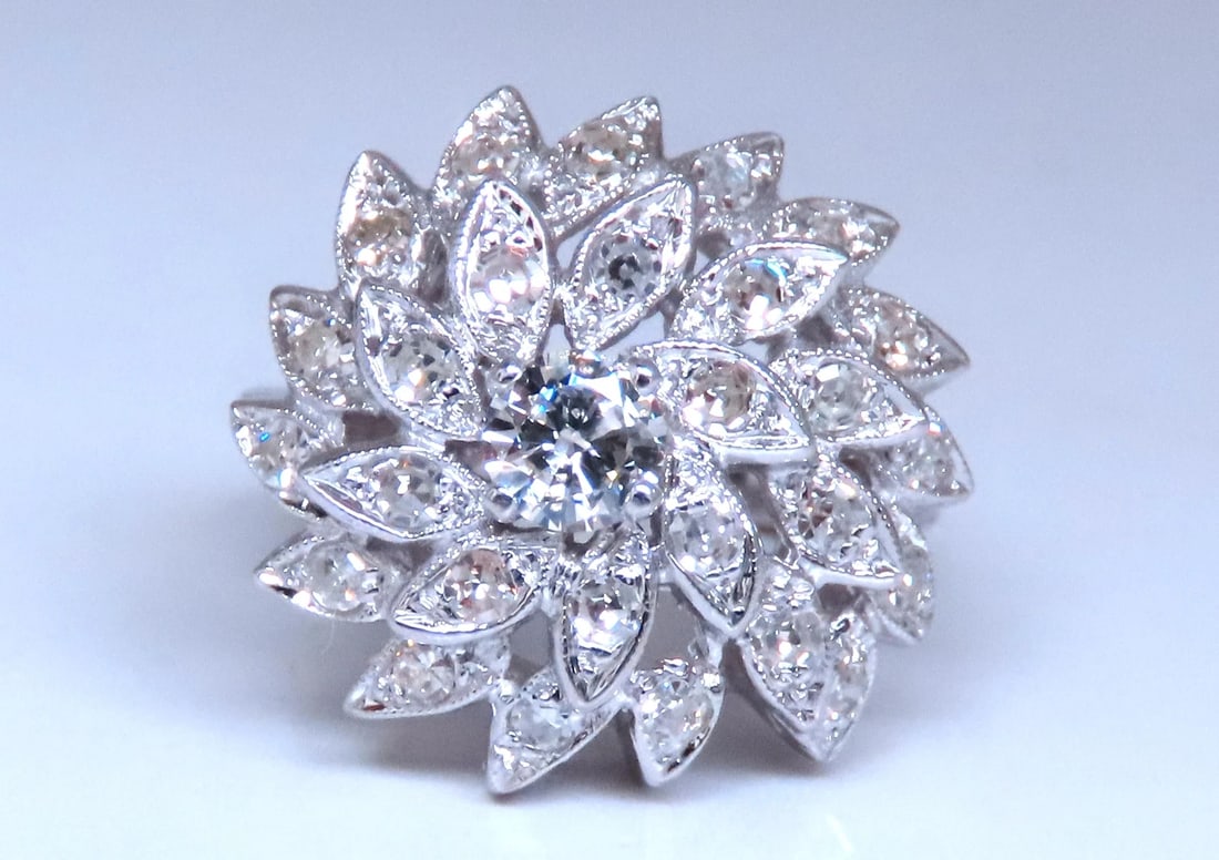 1.10ct natural diamonds cluster circular dome ring 14kt 12427** - 2