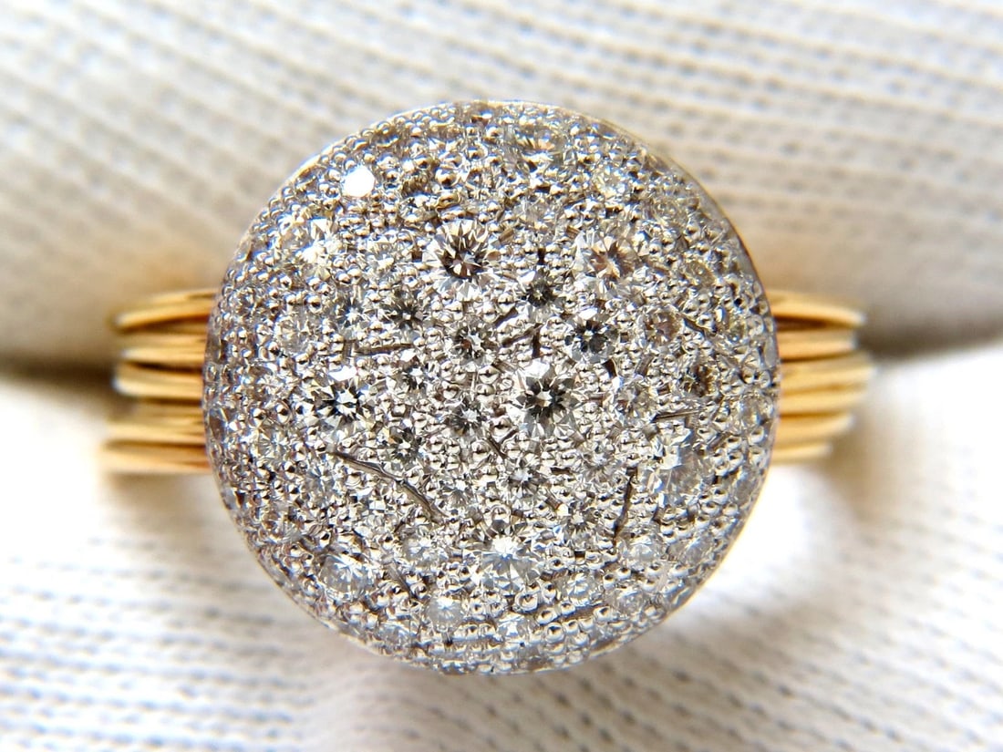 18KT 1.36CT MULTI BANDS BEAD SET MODERN DECO NATURAL DIAMONDS RING** - 10