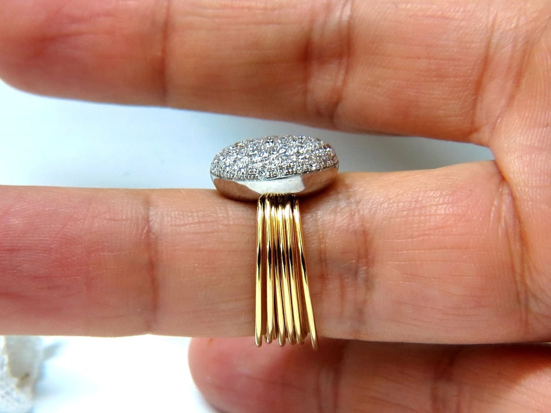 18KT 1.36CT MULTI BANDS BEAD SET MODERN DECO NATURAL DIAMONDS RING** - 9