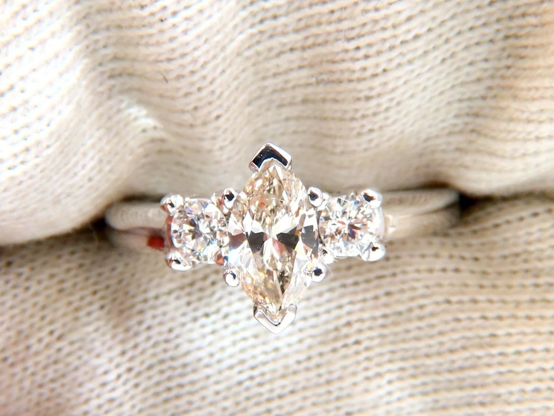 1.00ct Natural Marquise Diamond Ring 14 Karat Gold Classic Three** - 3