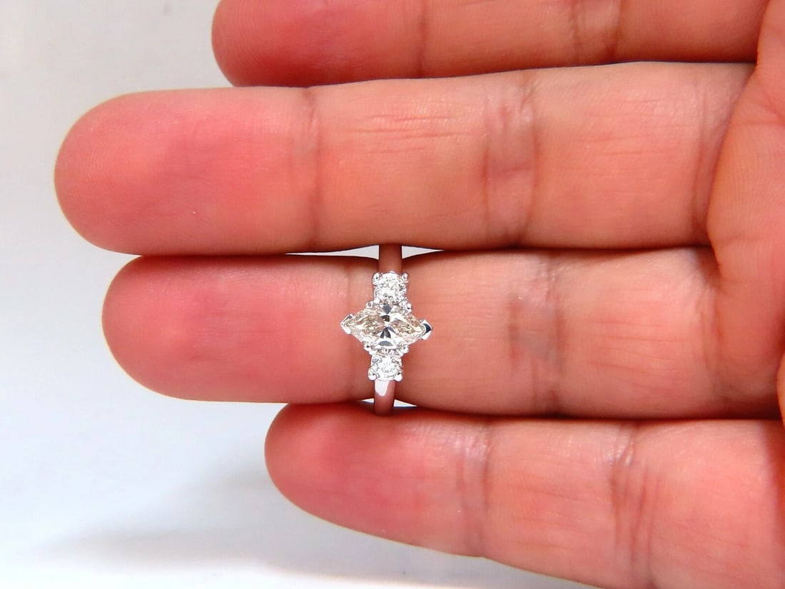 1.00ct Natural Marquise Diamond Ring 14 Karat Gold Classic Three** - 4