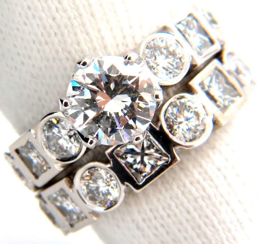 GIA 3.95ct F.Vs2 Round Diamond Ring Matching Band Princess Engagement *v - 4