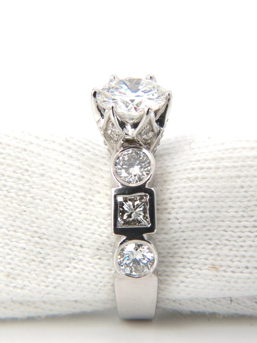 GIA 3.95ct F.Vs2 Round Diamond Ring Matching Band Princess Engagement *v - 5