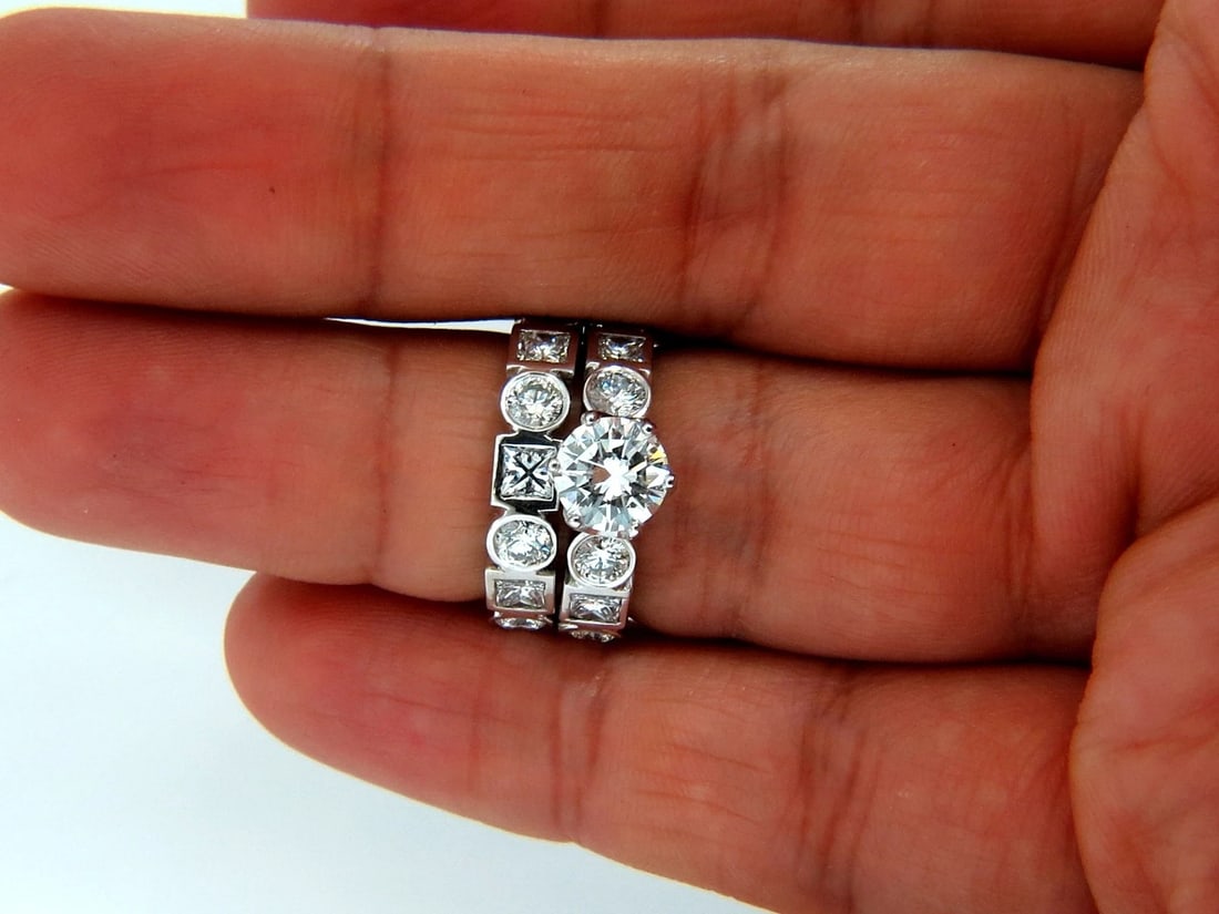 GIA 3.95ct F.Vs2 Round Diamond Ring Matching Band Princess Engagement *v - 6