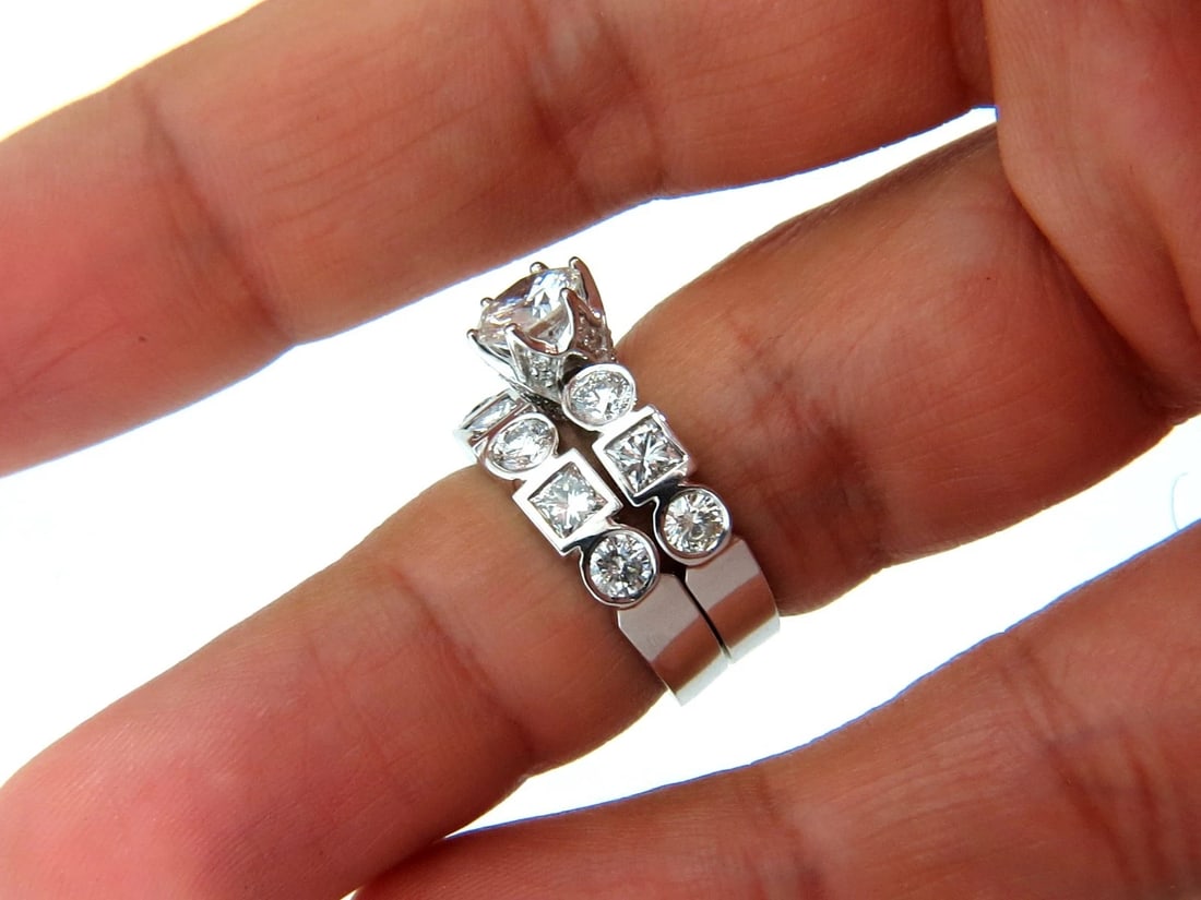 GIA 3.95ct F.Vs2 Round Diamond Ring Matching Band Princess Engagement *v - 7