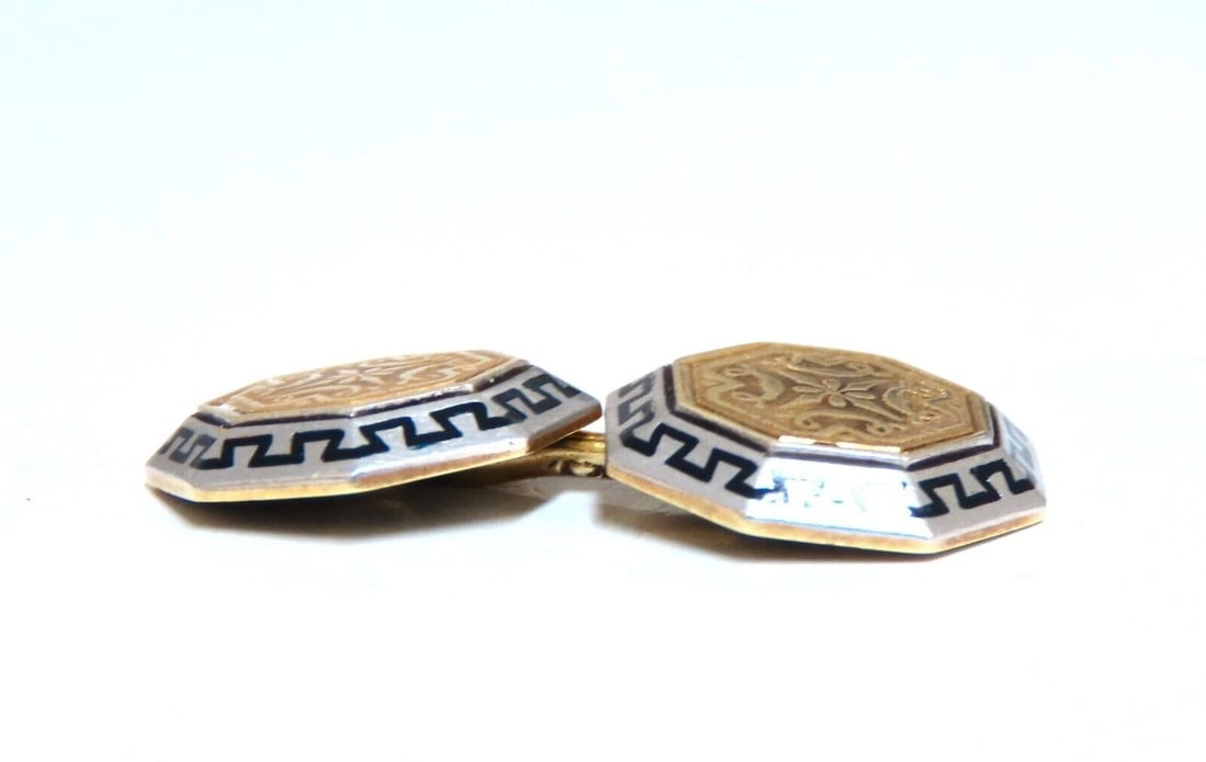 14kt European crest cufflinks vintage 11861** - 3