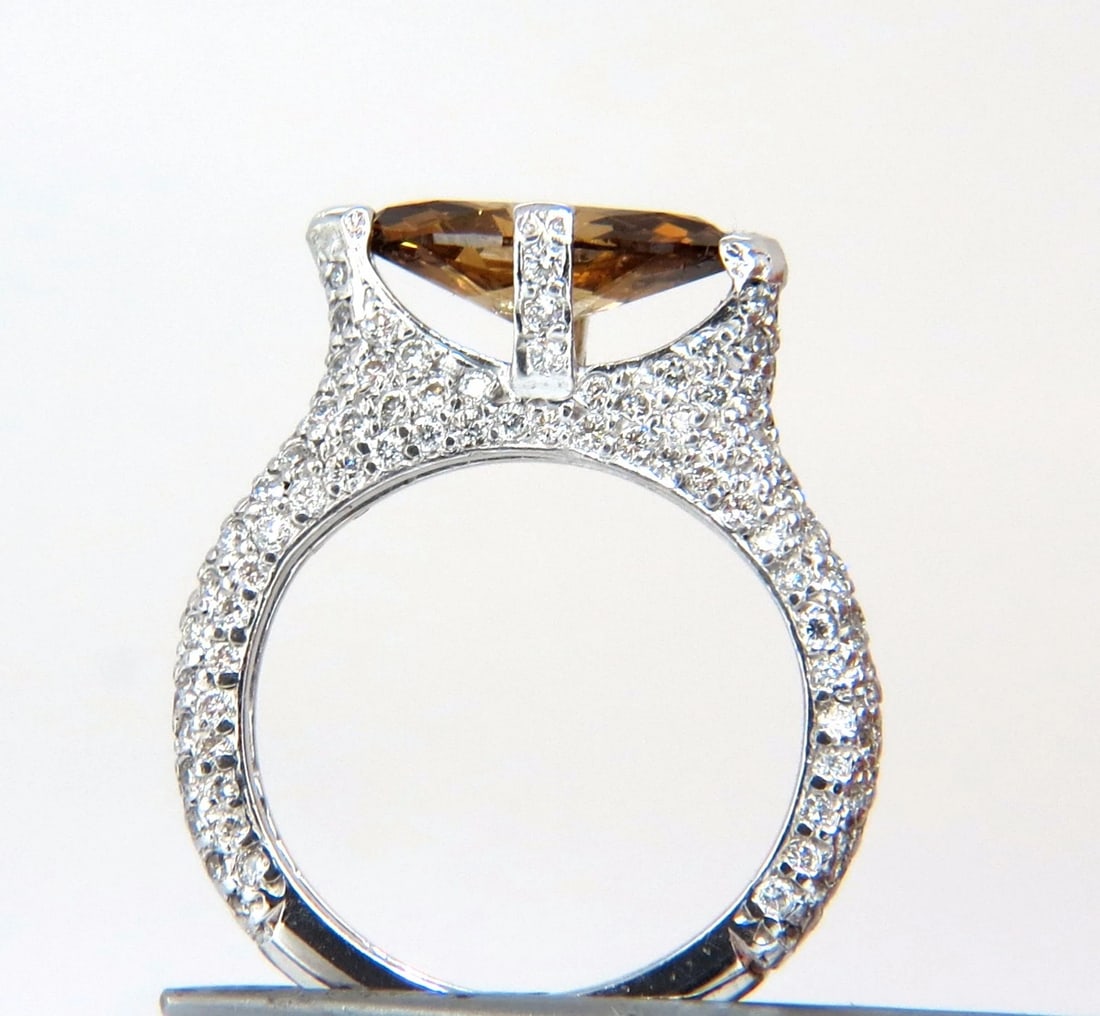 GIA certified 1.46ct Fancy Dark Yellow Brown Diamond Ring Platinum** - 3