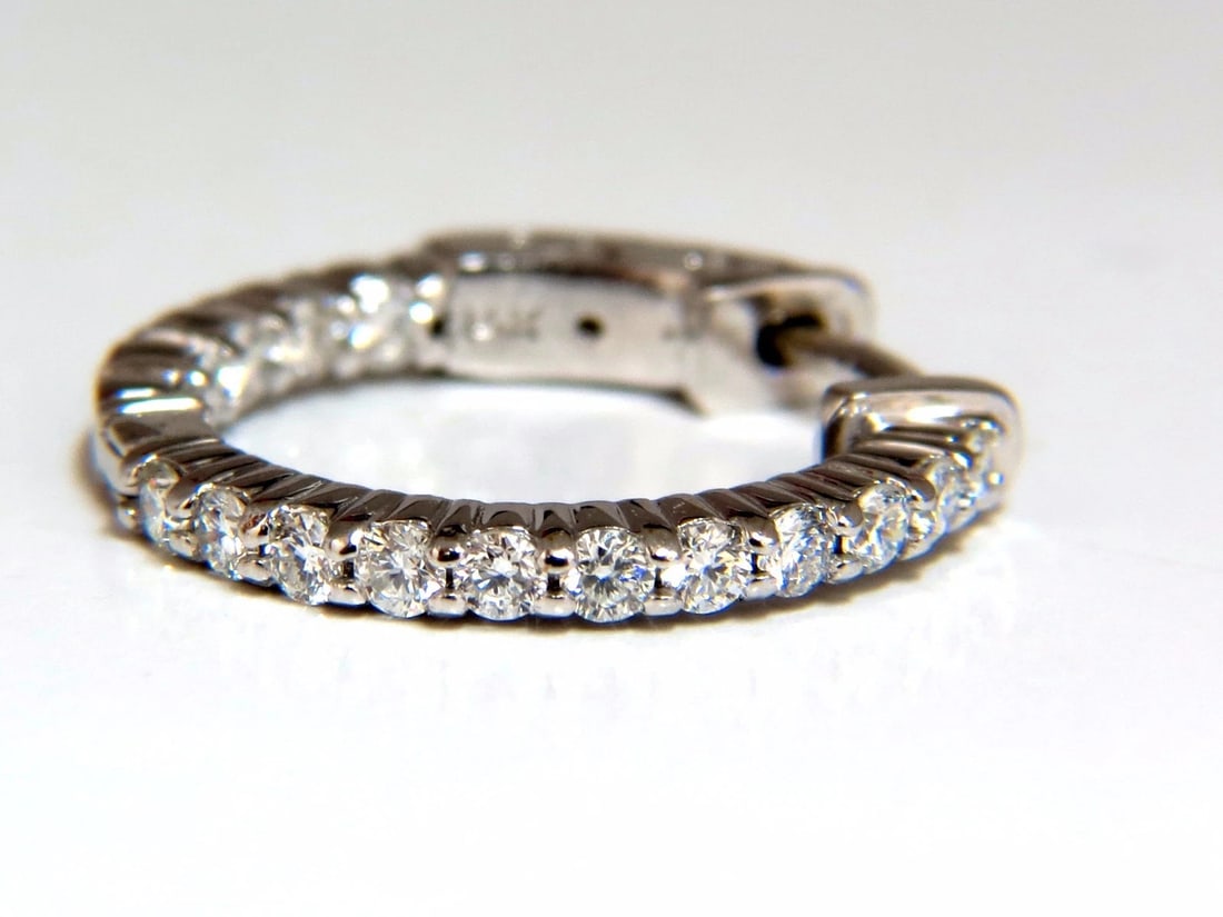 1.10ct Natural round brilliant in/out diamond hoop earrings 14kt g/vs** - 4