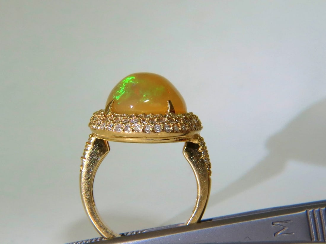 11.36CT NATURAL HOLOGRAPHIC OPAL DIAMOND RING 14KT GOLD *v - 13