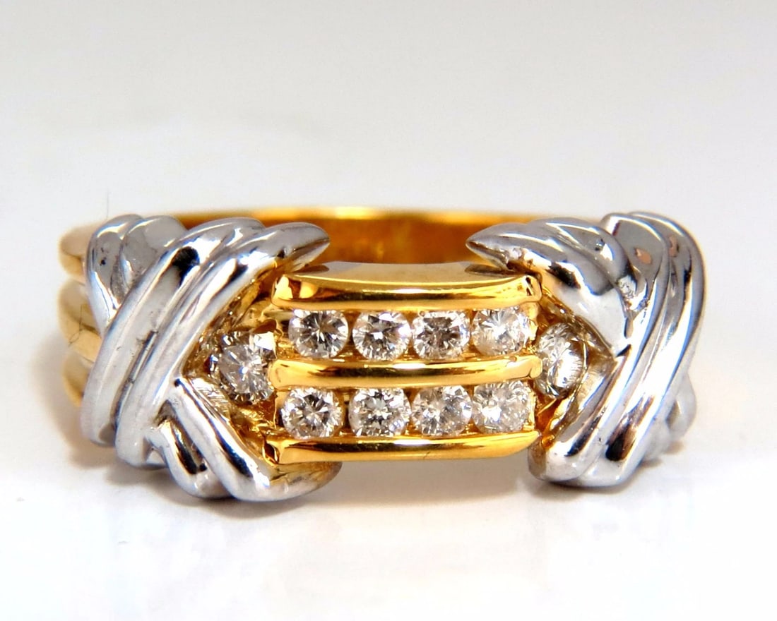 .50ct "X" Channel Diamonds ring 14kt**: Title: .50ct "X" Channel Diamonds ring 14kt** Description: .50cts of Rounds Diamonds Channel set "X" ring. Natural Rounds full cut Brilliants H-color, Vs-2 clarity. 14kt. Yellow & white gold 8 grams. 