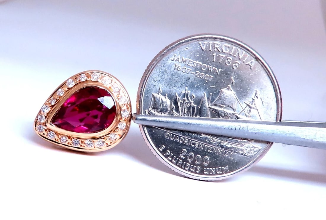 5.40ct Natural Pink Tourmaline Diamonds Earrings 14kt** - 3