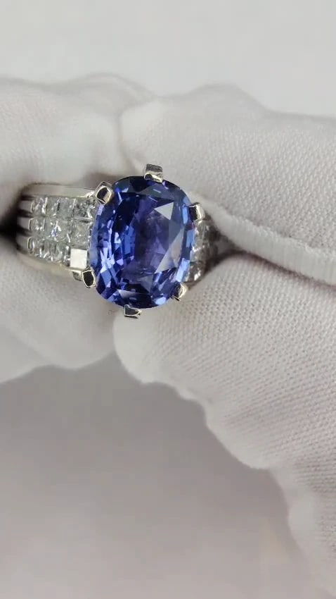 GIA Certified 5.52ct natural cornflower blue sapphire diamonds ring platinum *v - 2
