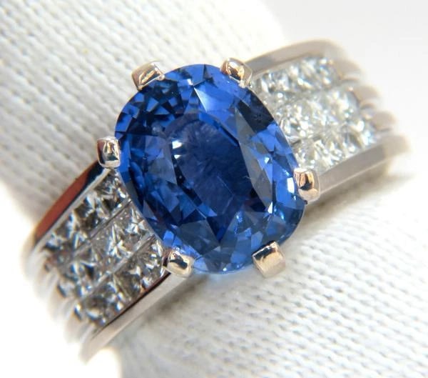 GIA Certified 5.52ct natural cornflower blue sapphire diamonds ring platinum *v - 8