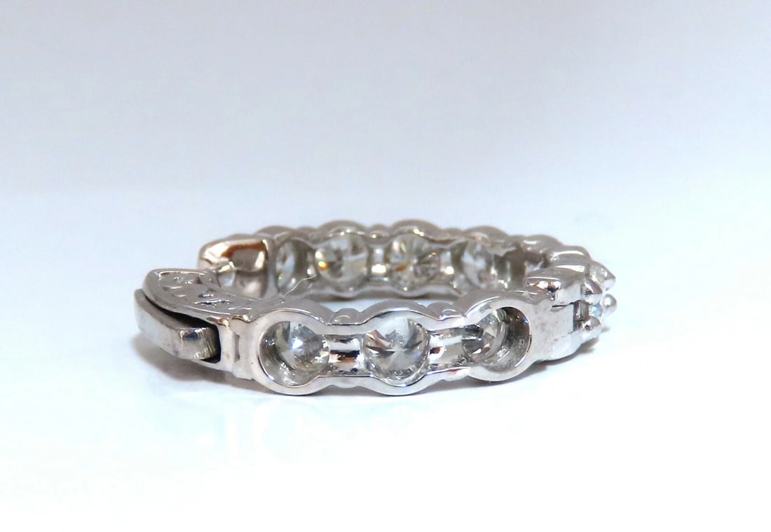 3.02ct Natural Round Diamond hoop earrings 14kt 22mm button & share prong** - 3