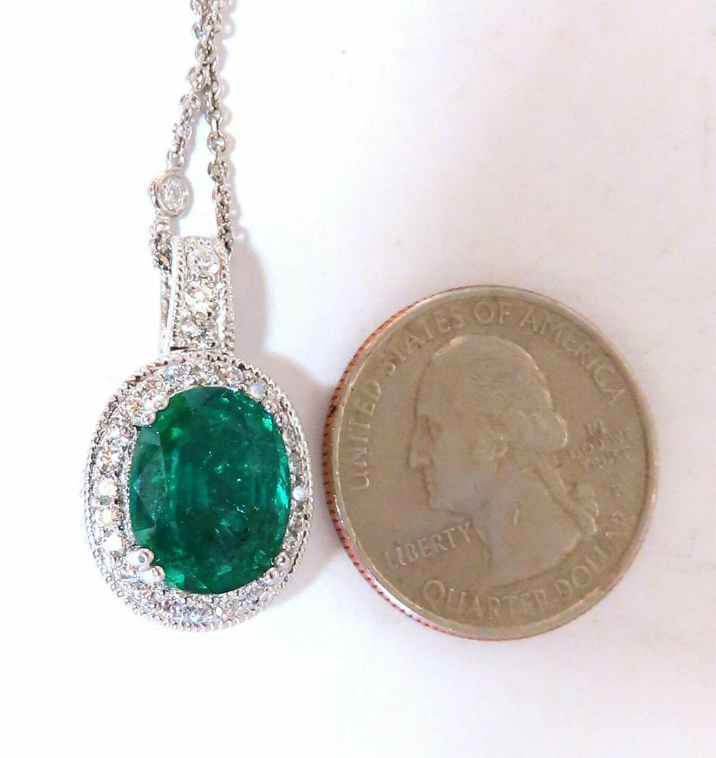GIA Certified 4.63ct Natural Emerald Diamonds Necklace 14kt gold 11253 ** - 3