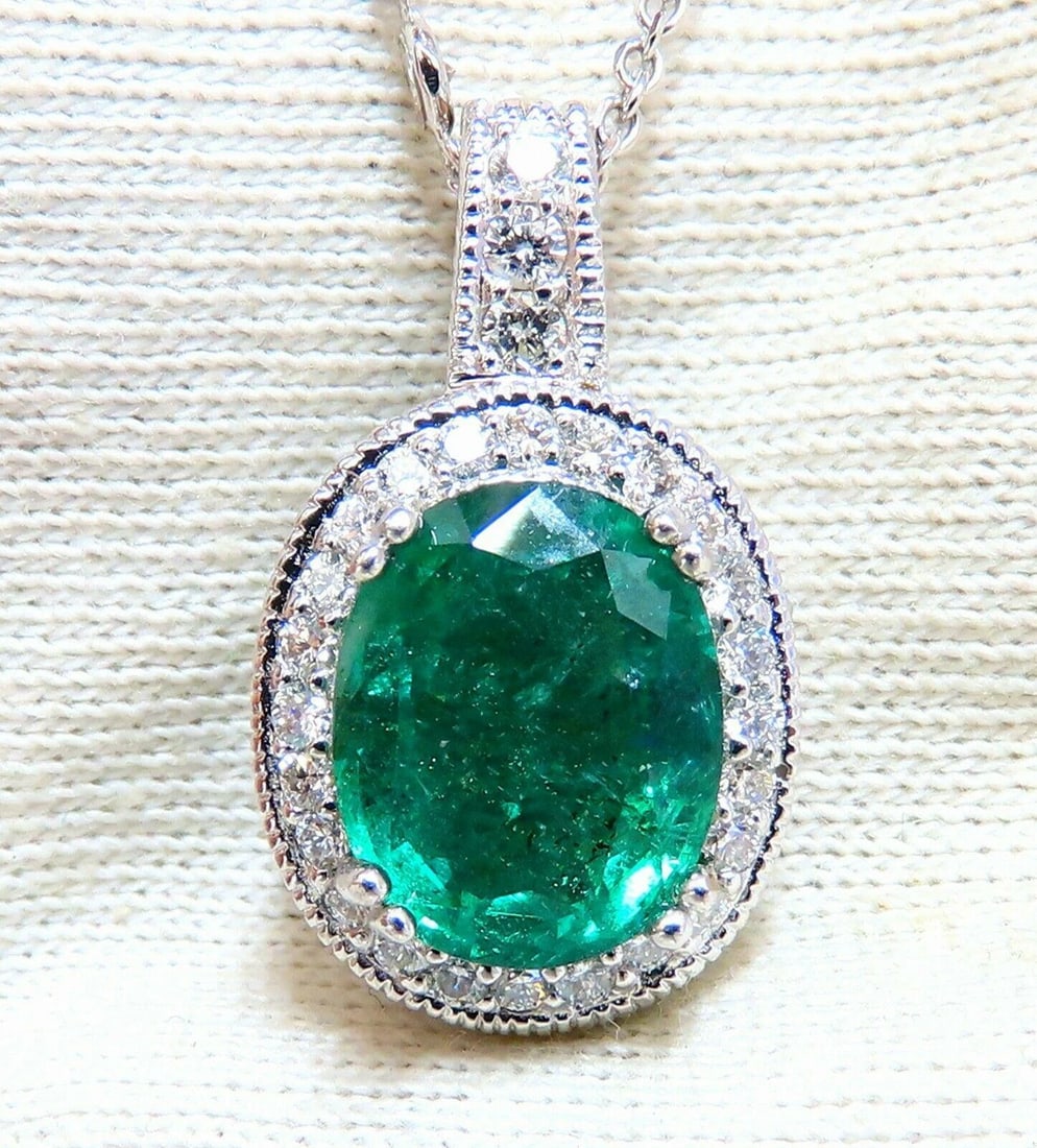 GIA Certified 4.63ct Natural Emerald Diamonds Necklace 14kt gold 11253 ** - 5