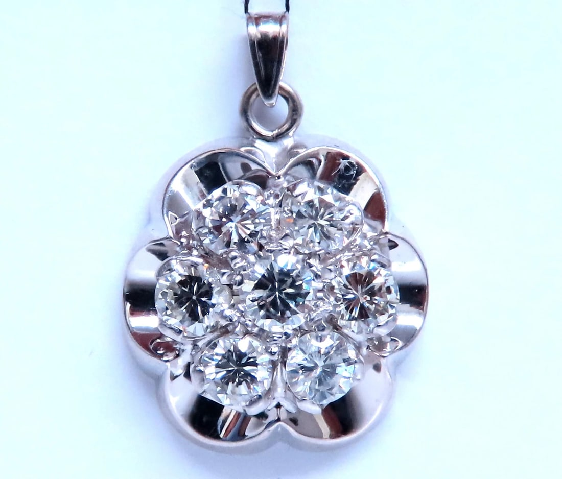 2.50ct Natural Diamonds Cluster pendant G/Si 14kt gold 12407** - 3
