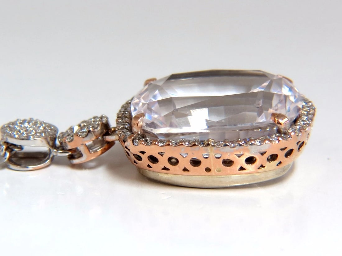 24.74ct Lab Pink Sapphire Diamonds necklace 14kt** - 4