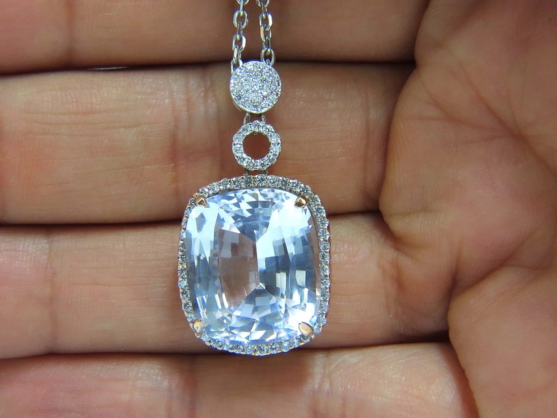 24.74ct Lab Pink Sapphire Diamonds necklace 14kt** - 5