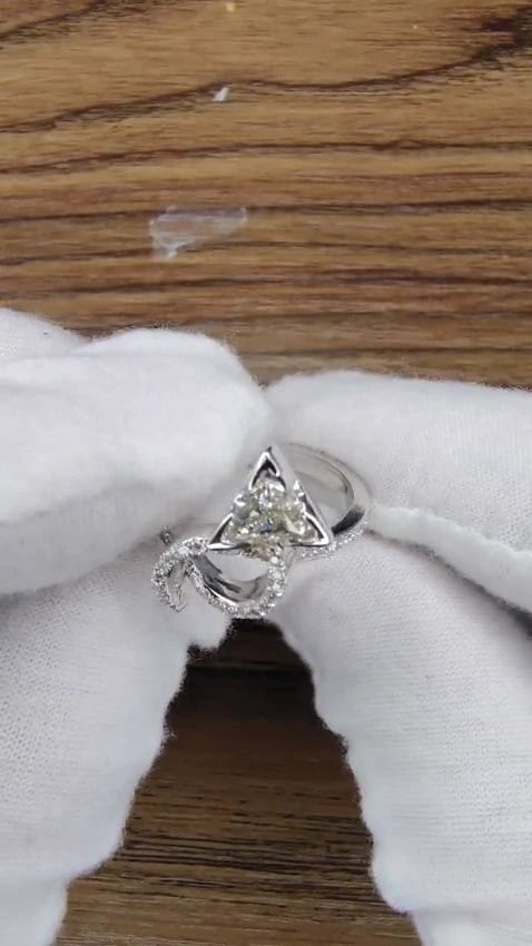 1.56CT TRILLIANT NATURAL DIAMOND CROSSOVER RING MODERN ERA 14KT GOLD *v - 2