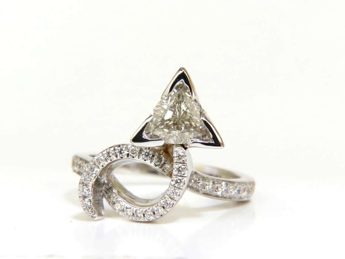 1.56CT TRILLIANT NATURAL DIAMOND CROSSOVER RING MODERN ERA 14KT GOLD *v - 6